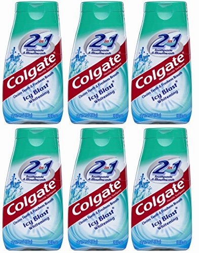 Colgate 2 in 1 Toothpaste Mouthwash Whitening 4.6 Tubes, Icy Blast, 27.6 Oz, Pack of 6