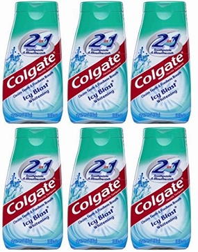 Colgate 2 in 1 Toothpaste Mouthwash Whitening 4.6 Tubes, Icy Blast, 27.6 Oz, Pack of 6