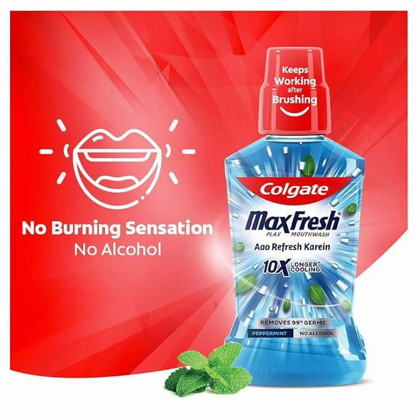Colgate Maxfresh Plax Antibacterial Mouthwash, 24/7 Fresh Breath Alcohol Free 250 ML