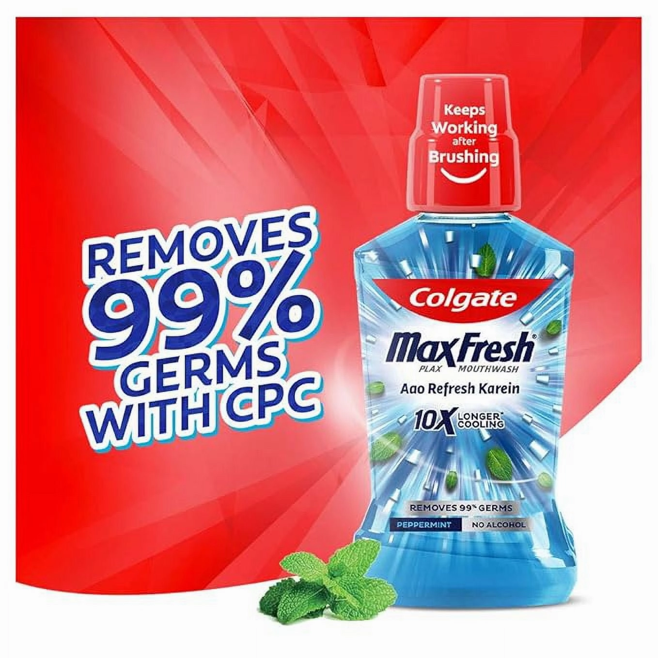 Colgate Maxfresh Plax Antibacterial Mouthwash, 24/7 Fresh Breath Alcohol Free 250 ML