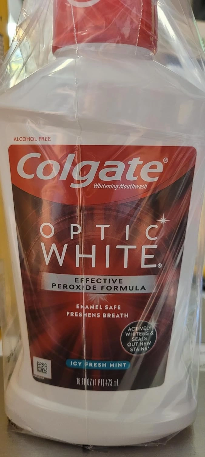 Colgate Optic White Mouthwash, Sparkling Fresh Mint 16 oz (Pack of 2)