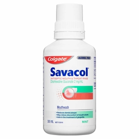 Colgate Savacol Rinse Alcohol Free Original Mint 0.2% 300mL NEW