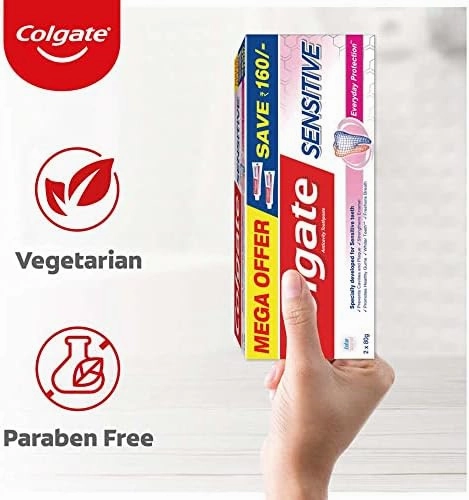 Colgate Sensitive Everyday Protection Toothpaste, Combo Pack of 160g (80g X 2), Specifically Developed for Sensitive Teeth & Healthy Gums, Colgate Toothpaste for Prevention of Cavities & Plaque