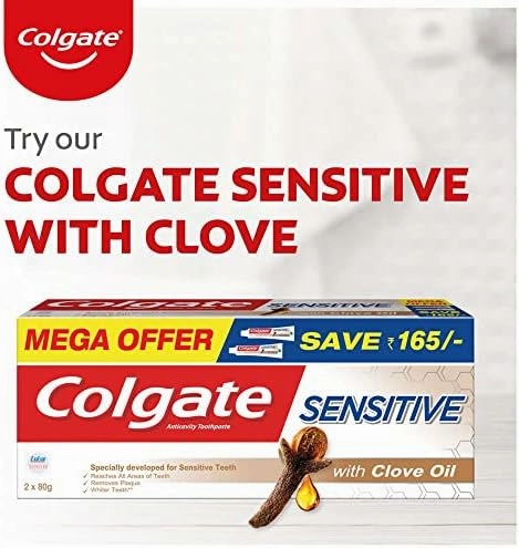 Colgate Sensitive Everyday Protection Toothpaste, Combo Pack of 160g (80g X 2), Specifically Developed for Sensitive Teeth & Healthy Gums, Colgate Toothpaste for Prevention of Cavities & Plaque