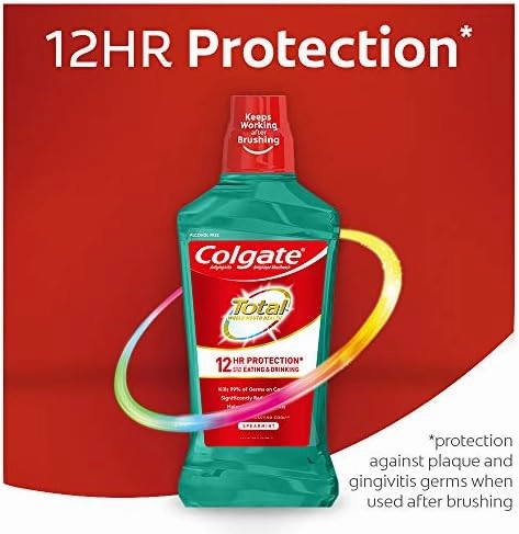 Colgate Total Pro-Shield Alcohol Free Mouthwash, Spearmint - 500mL, 16.9 fluid ounce