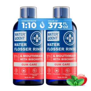 Concentrated Irrigant, Gum Care | Water flosser Rinse & mouthwash| Add to Water Flossers | Fruit Flavor | Pack of 2 = 372 fl.oz | Alcohol Free, Fluoride Free. Made in USA