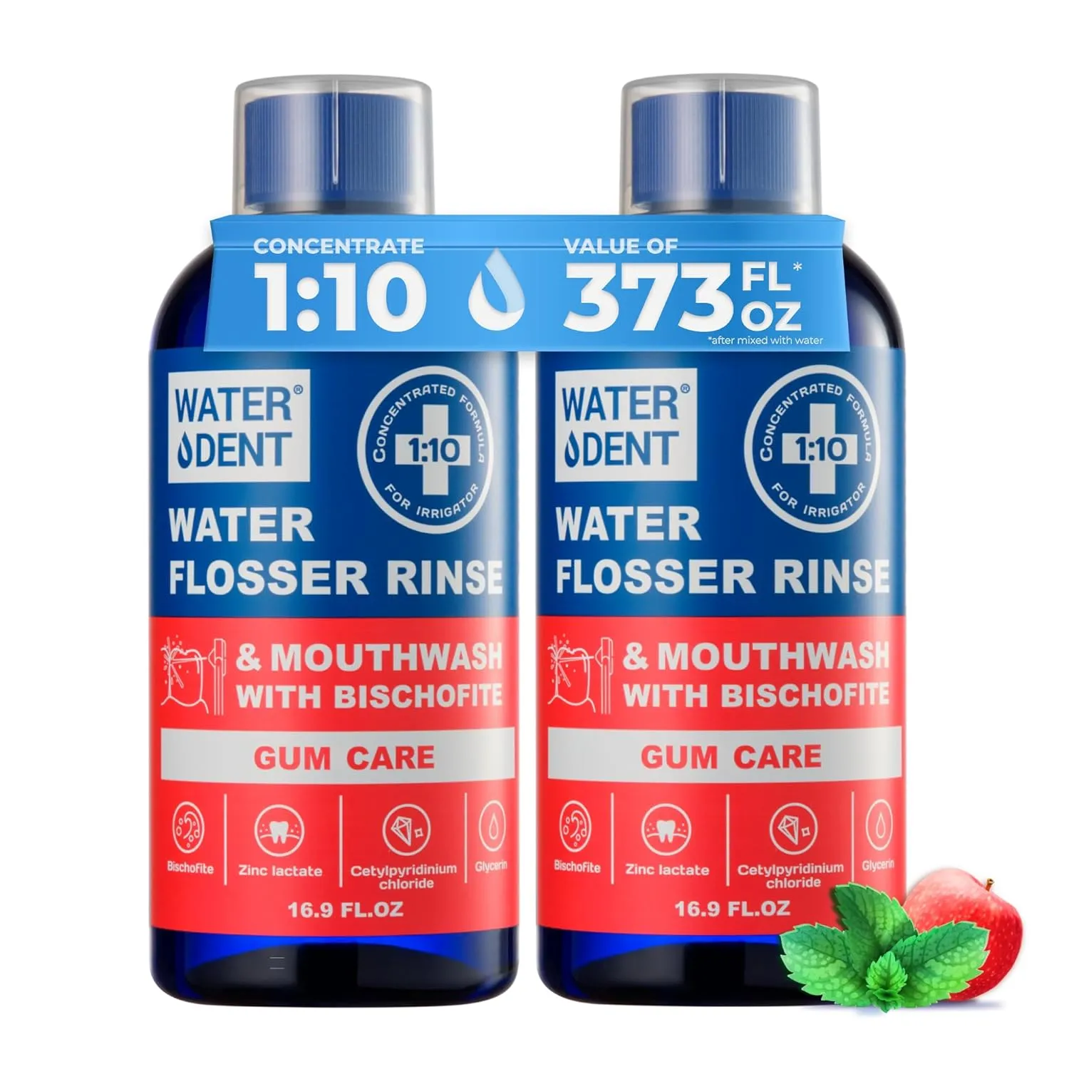 Concentrated Irrigant, Gum Care | Water flosser Rinse & mouthwash| Add to Water Flossers | Fruit Flavor | Pack of 2 = 372 fl.oz | Alcohol Free, Fluoride Free. Made in USA