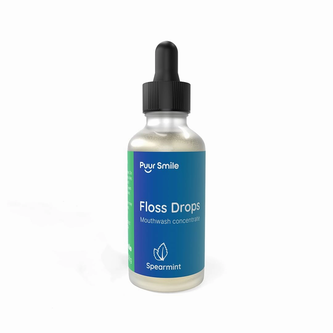 Concentrated Floss Drop Serum – 2oz Concentrated Mouth Wash to Use in Water Flosser | Natural Essentials Promotes Good Breath | Organic Spearmint Drop Supports Good Oral Health