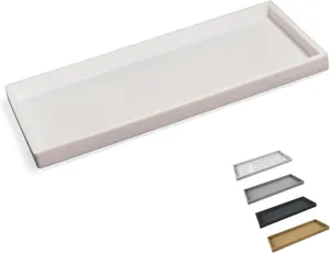 Countertop and Vanity Tray - 11.7" Silicone Bathroom Tray, Flexible Hand Dish Soap Holder for Kitchen, Bathroom Counter Organizer, Shower Toilet Tank Trays Décor, Sink Makeup Mat Oil, White