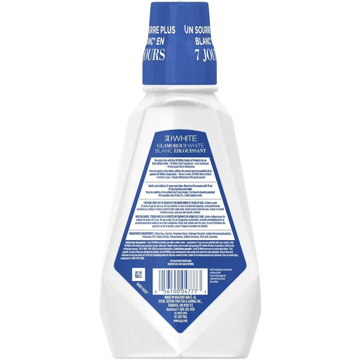 Crest 3D White Multi-Care Whitening Rinse, Glamorous White, Fresh M...