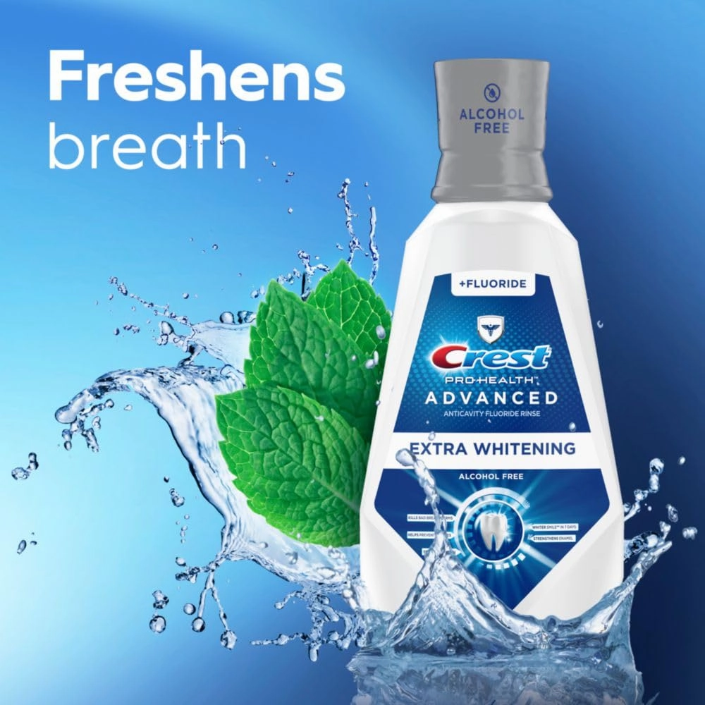 Crest Pro-Health Advanced Mouthwash, Alcohol Free, Extra Whitening, Energizing Mint Flavor, 2X946Ml (32 Fl Oz)