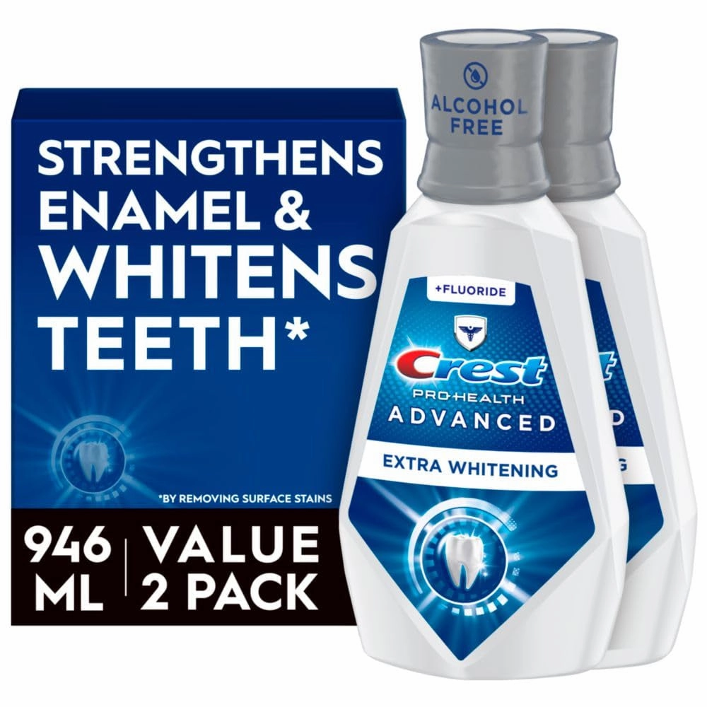 Crest Pro-Health Advanced Mouthwash, Alcohol Free, Extra Whitening, Energizing Mint Flavor, 2X946Ml (32 Fl Oz)