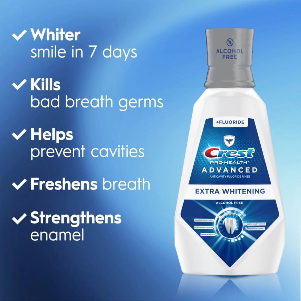 Crest Pro-Health Advanced Mouthwash, Alcohol Free, Extra Whitening, Energizing Mint Flavor, 2X946Ml (32 Fl Oz)
