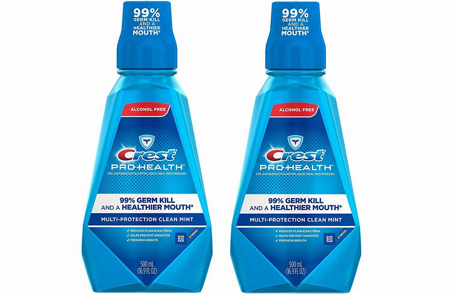 Crest Pro-Health Advanced Mouthwash, Alcohol Free, Multi-Protection, Fresh Mint, 1 L (33.8 fl oz), Pack of 2, Crest Mouthwash, Mouthwash Alcohol Free, Flouride Mouthwash
