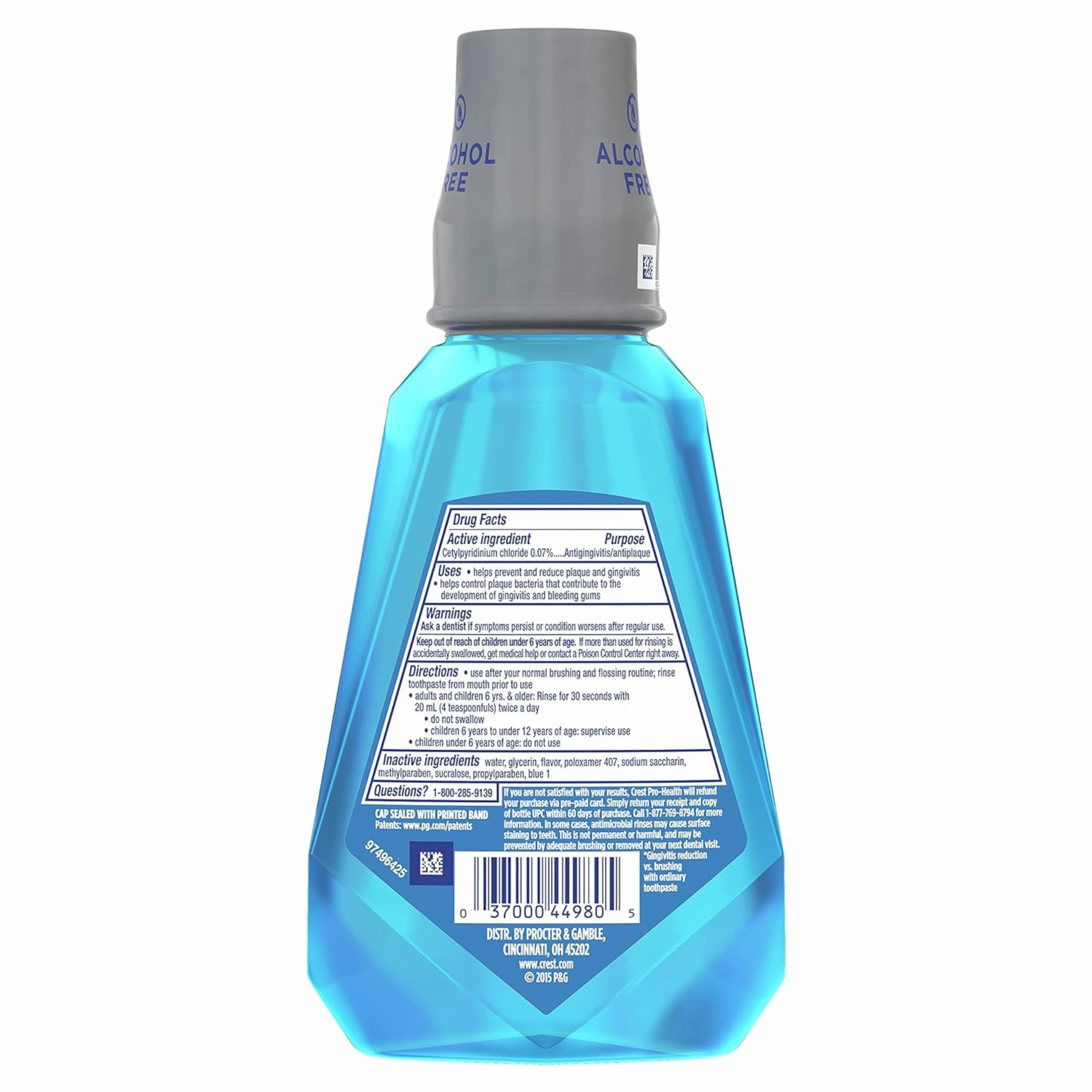 Crest Pro-Health Advanced Mouthwash, Alcohol Free, Multi-Protection, Fresh Mint, 1 L (33.8 fl oz), Pack of 2, Crest Mouthwash, Mouthwash Alcohol Free, Flouride Mouthwash
