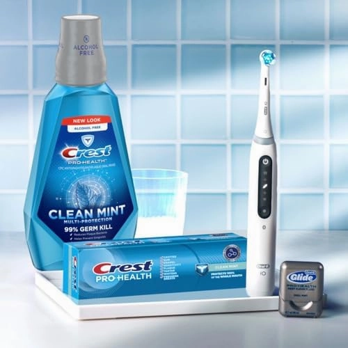 Crest Pro-Health Clean Mint Mouthwash, CPC Antigingivitis/Antiplaque Mouthwash, 500 mL (16.9 Fl Oz ), Pack of 4, Crest Mouthwash, Gingivitis Treatment