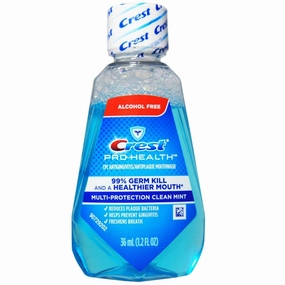 Crest Pro-Health Mouthwash, Alcohol Free, Multi-Protection Clean Mint 1.2 oz (Pack of 9)