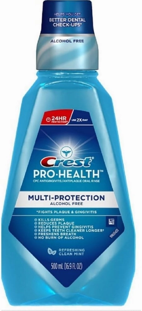 Crest Pro-Health Multi-Protection Mouthwash, Refreshing Clean Mint 16.90 oz (Pack of 9)