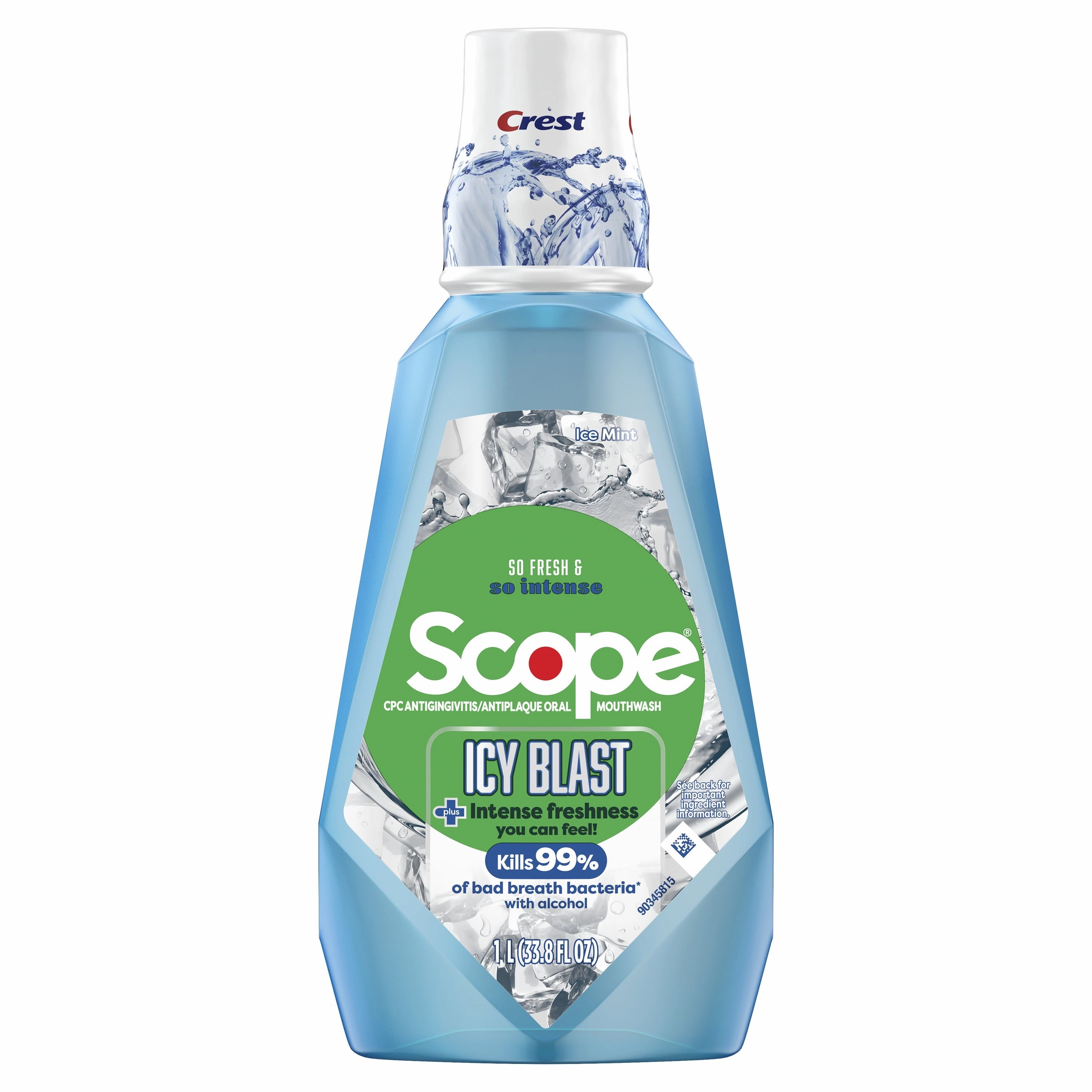 Crest Scope Icy Blast Mouthwash with Alcohol, 1L, 33.8 fl oz