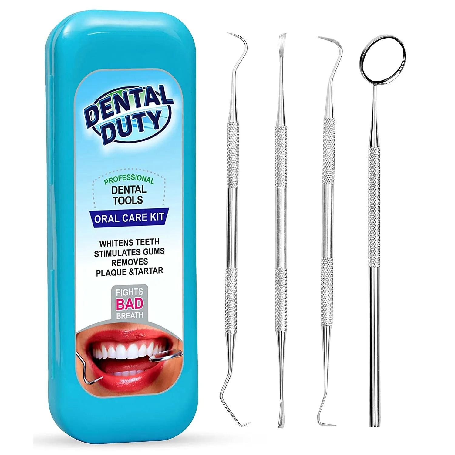 Dental Duty Dental Tools, Dental Pick for Teeth Cleaning Tools – Plaque Remover for Teeth with Teeth Cleaning Kit - Stainless Steel Dental Mirror for Teeth, Scraper and Scaler, (Aqua)