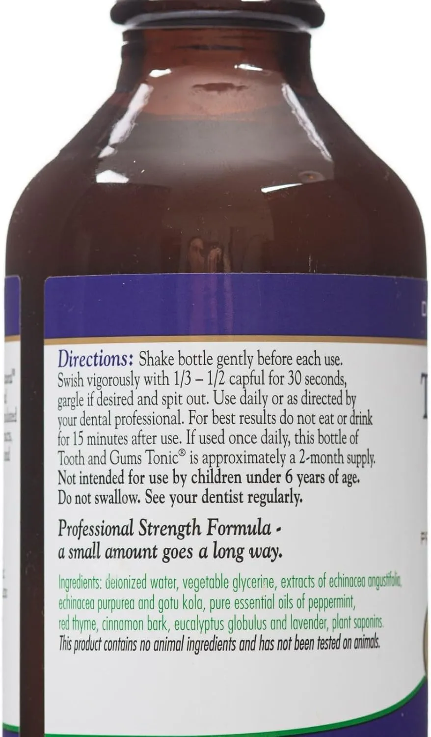Dental Herb Company Tooth & Gums Tonic Mouthwash - Made with Pure Essential Oils to Relieve Bad Breath, Bleeding and Irritated Gums. (18 Oz)