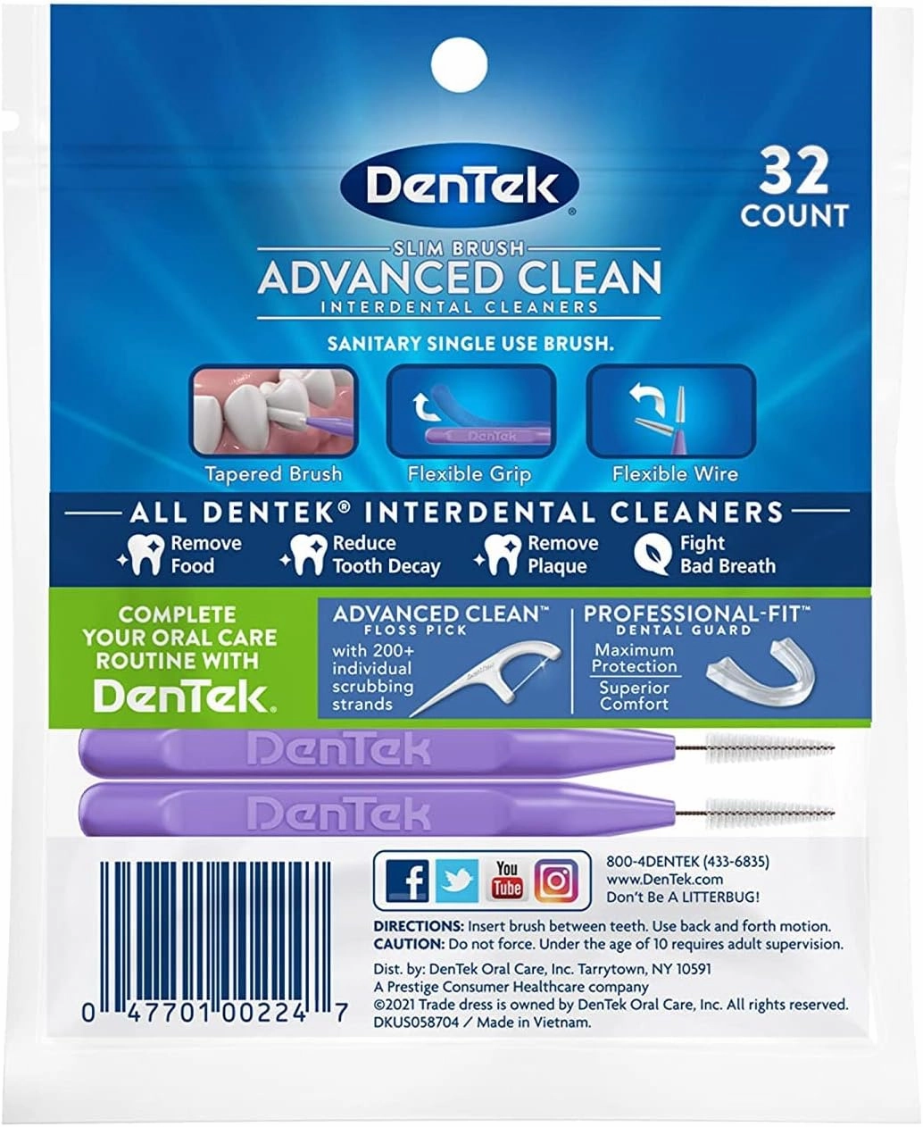 Dentek Dentek Slim Brush Cleaners, 32 Each (Pack of 4)