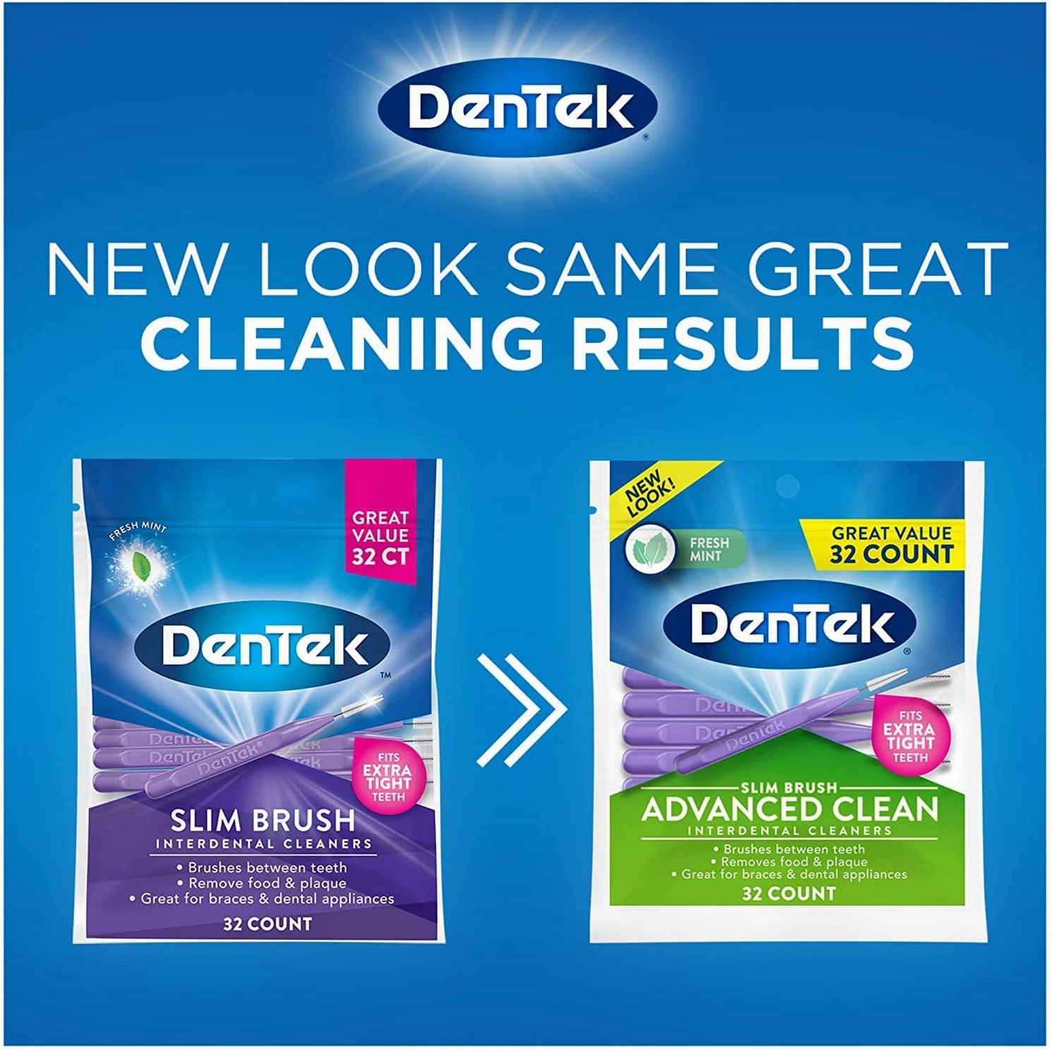 Dentek Dentek Slim Brush Cleaners, 32 Each (Pack of 4)