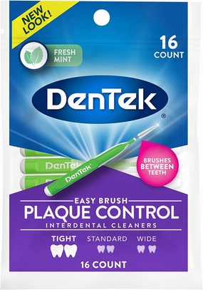 DenTek Easy Brush Fresh Mint Extra Tight Interdental Cleaners 16 Count (Pack of 4)