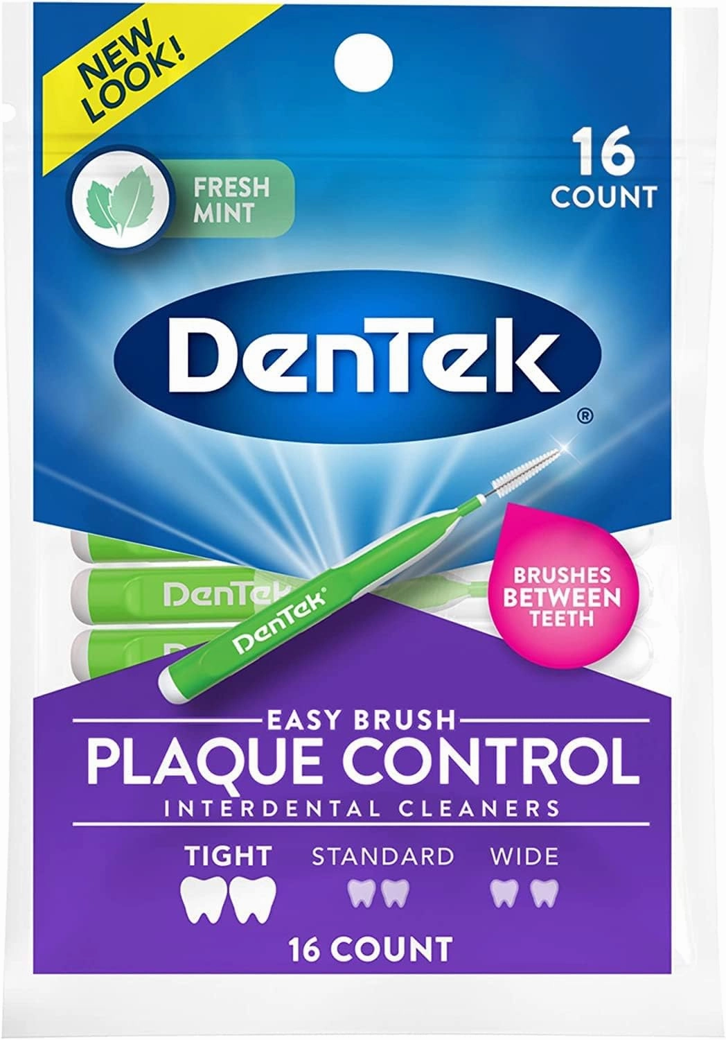 DenTek Easy Brush Fresh Mint Extra Tight Interdental Cleaners 16 Count (Pack of 4)