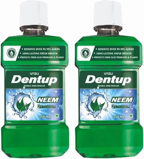 Dentup Herbal Mouthwash with Neem - Nature's Care for Complete Oral Hygiene Pack of 2 (250 ml x 2)