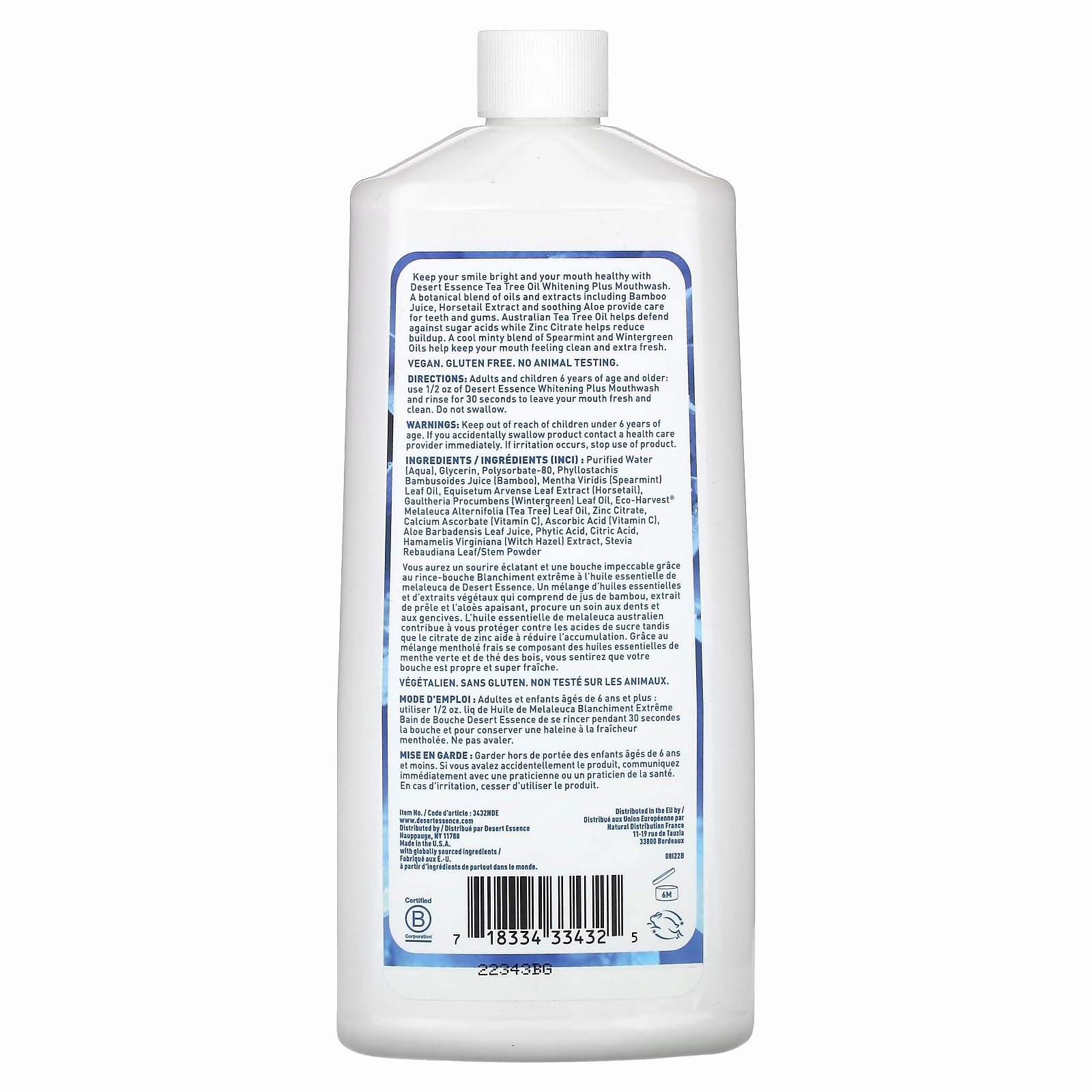 Desert Essence Mouthwash, Tea Tree Whitening Mint, 16 Fluid Ounce