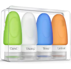 Dot&Dot Leak Proof Travel Bottles for Toiletries - 4 Pack Silicone Travel Toiletry Bottles - Travel Shampoo and Conditioner Bottles with TSA Quart Bag - 1 oz Travel Size Bottles