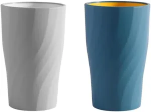 double-layer mouthwash cup household simple water cup threaded couple toothbrush cup. (Dark Blue & Off-White)