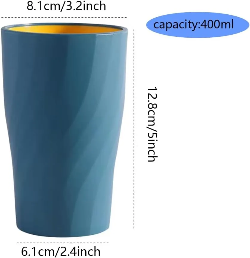 double-layer mouthwash cup household simple water cup threaded couple toothbrush cup. (Dark Blue & Off-White)