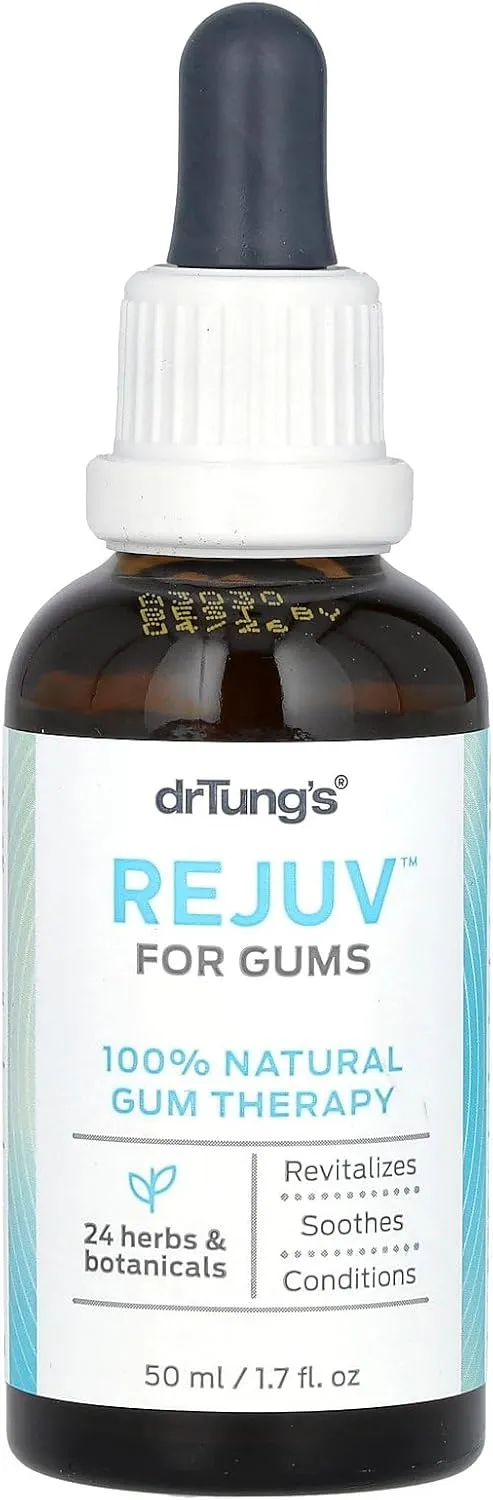 drTung's REJUV for Gums - Tooth and Gum Tonic Mouthwash, Herbal Gum Treatment, Gum Health, Gum Repair for Receding Gums, Gum Oil, Herbal Mouthwash, 24 Herbs & Botanicals - 1.7 Fl Oz