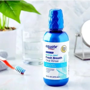 Equate Fresh Breath Oral Rinse, Alcohol Free Mouthwash, Glacial Mint Flavor,16 fl oz