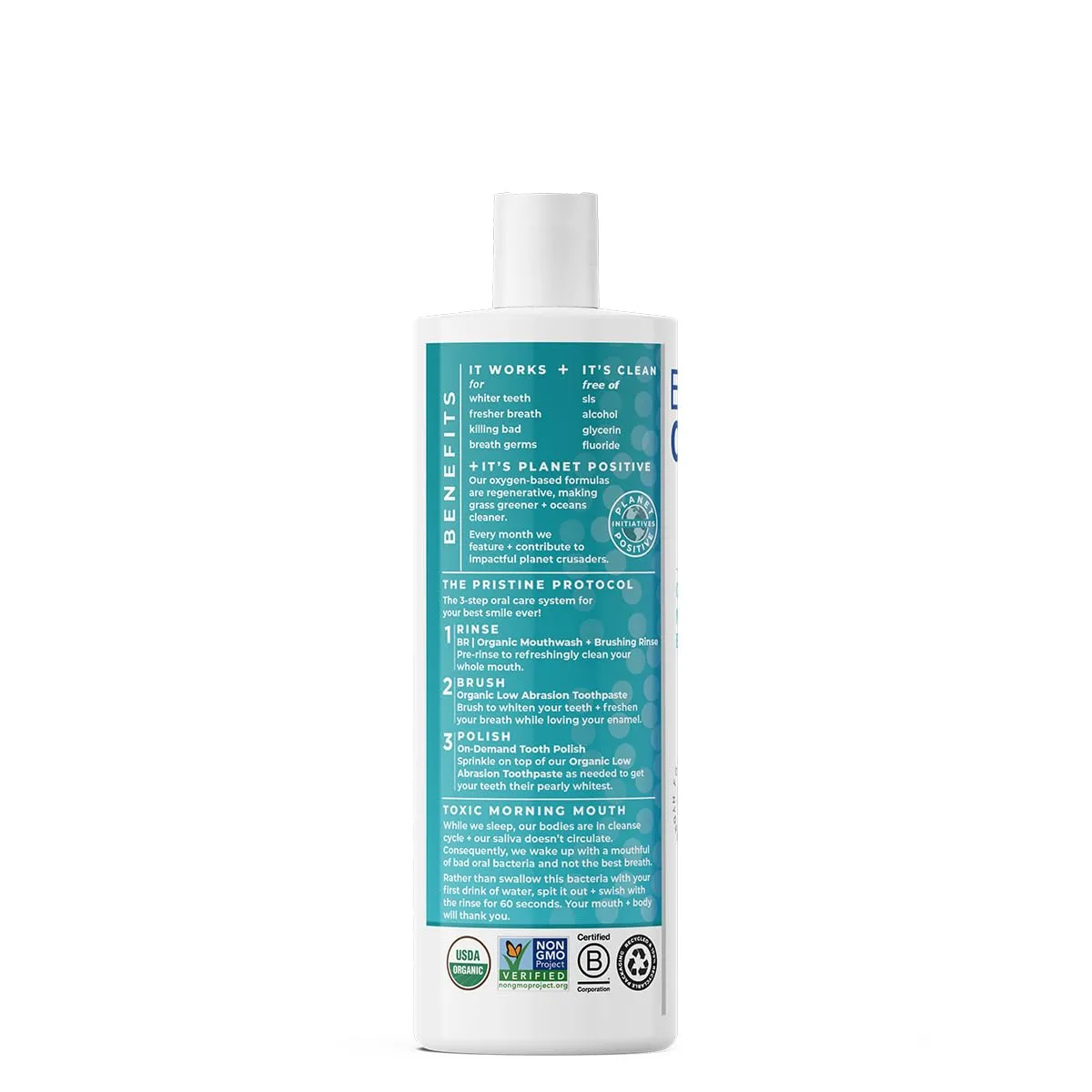 Essential Oxygen, Certified Organic Brushing Rinse, Cinnamint, 16 fl oz, All Natural Mouthwash for Whiter Teeth, Fresher Breath, and Happier Gums, Dentist Recommended, Alcohol-Free, BR (Pack of 1)