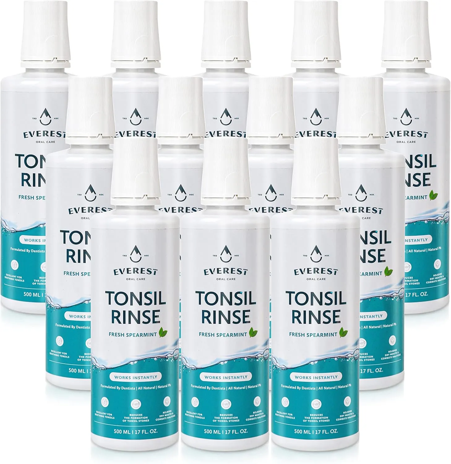 Everest Mouth Wash & Tonsil Stone Remover – Natural Mouthwash or Oral Rinse Liquid to Help Soothe Tonsils, Fight Bad Breath, & Relieve Dry Mouth – Paraben & Alcohol Free Mouthwash, Spearmint