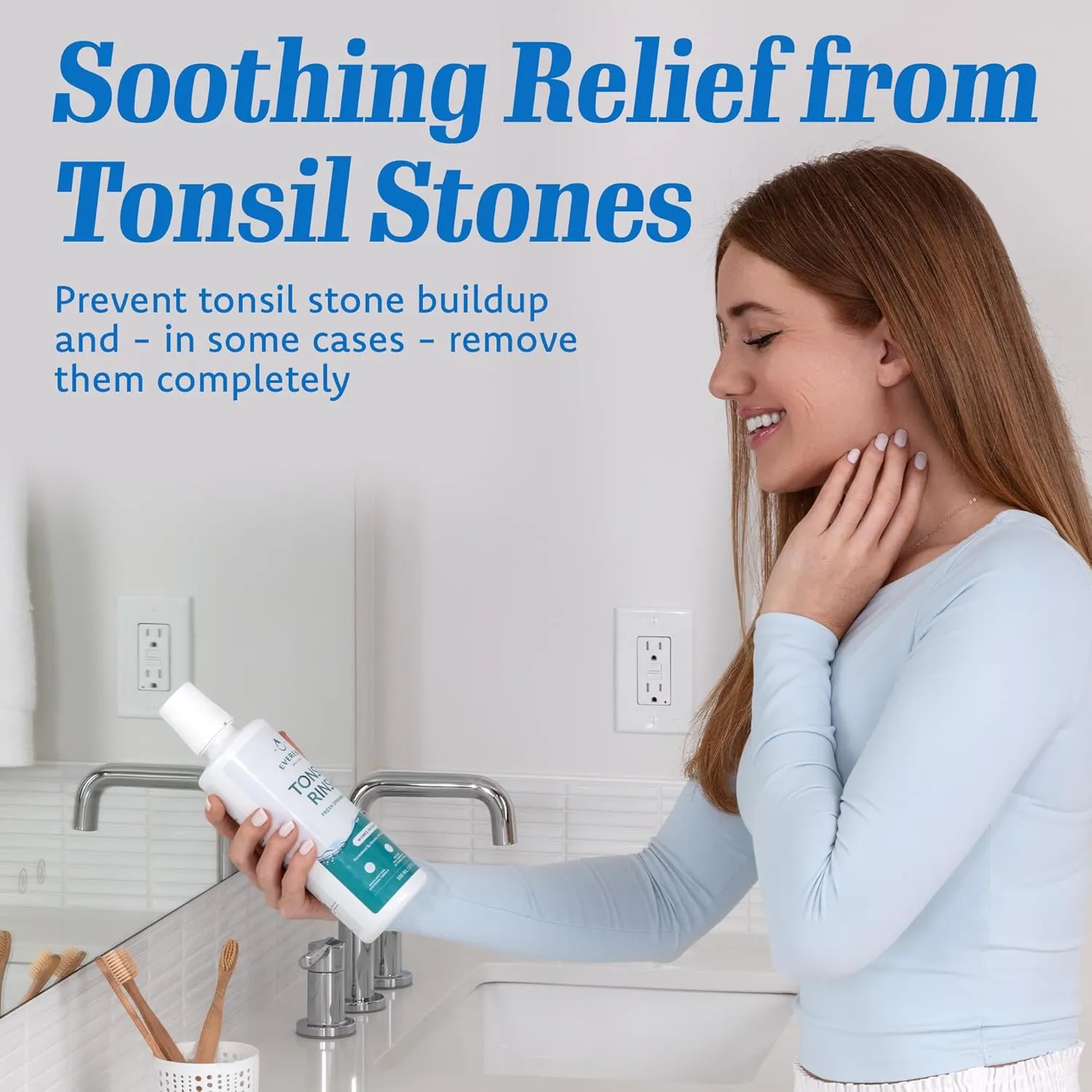 Everest Mouth Wash & Tonsil Stone Remover – Natural Mouthwash or Oral Rinse Liquid to Help Soothe Tonsils, Fight Bad Breath, & Relieve Dry Mouth – Paraben & Alcohol Free Treatment, Spearmint