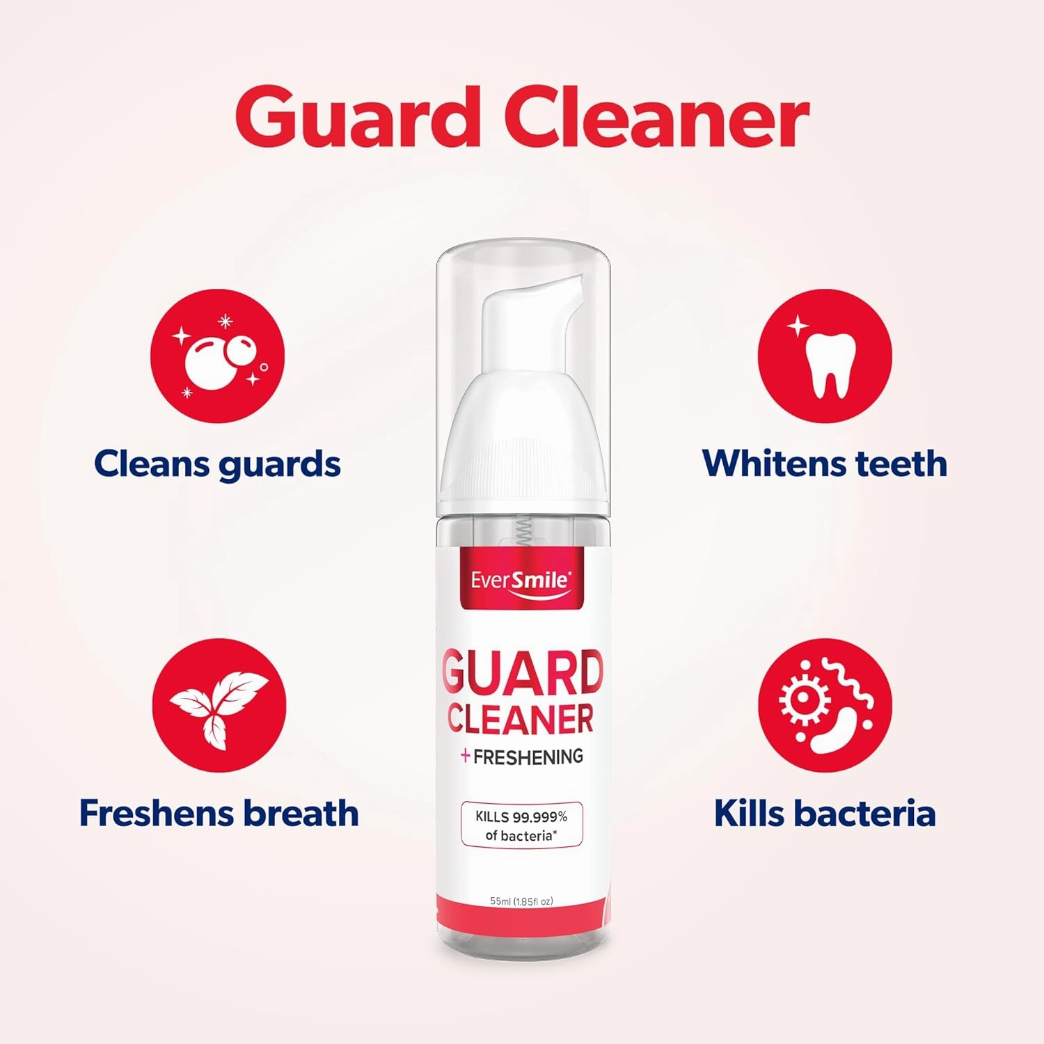 EverSmile Mouth Guard Cleaning Foam – Fresh Mint, 55ml (1 Pack) – for Mouth, Night, Football, Boxing, Sleep, Snoring, Grinding & All Types of Guards – Fights Bad Breath