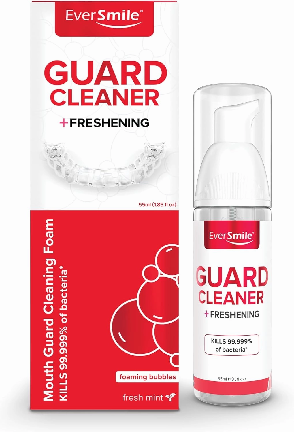 EverSmile Mouth Guard Cleaning Foam – Fresh Mint, 55ml (1 Pack) – for Mouth, Night, Football, Boxing, Sleep, Snoring, Grinding & All Types of Guards – Fights Bad Breath