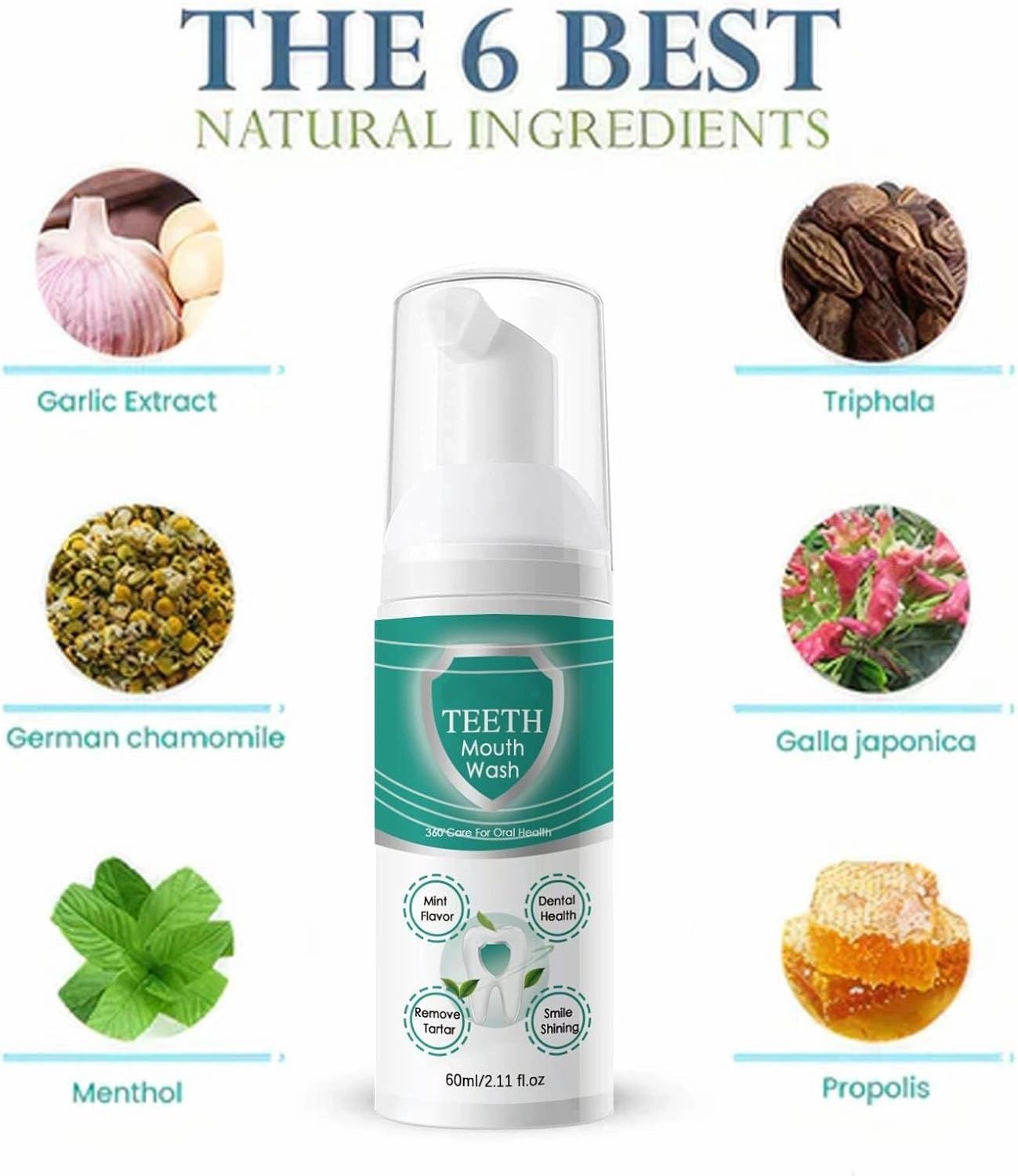 Foam Toothpaste, Teeth Whitening Toothpaste, Whitening Foaming Toothpaste, Teeth Whitening Foam, Peppermint & Propolis, for White Teeth & Fresh Breath (2.11 fl oz, 3)
