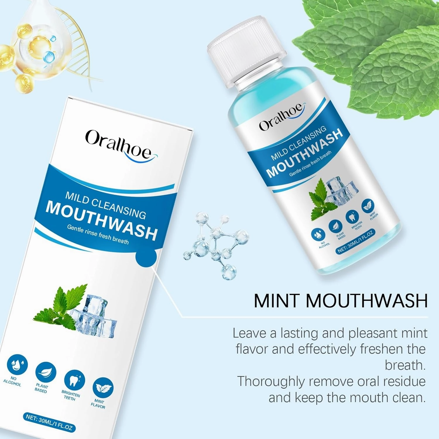 Fresh Mint Mouthwash for Instant Clean & Long-Lasting Freshness – Remove Food Residue, Boost Oral Comfort(1PCS)