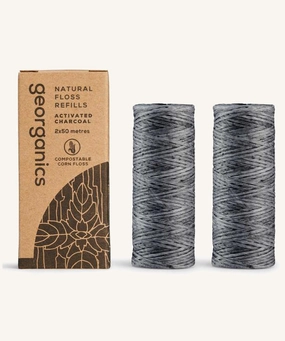 Georganics Fluoride Dental Floss Refill - Activated Charcoal