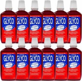 GLYCO THYMOLINE Mouthwash and Oral Hygiene Liquid, The Original Alkaline Cleansing Solution for Reduced Acidity, Soothing Gums & Throat and Fresh Breath, 16 oz (Pack of 12)
