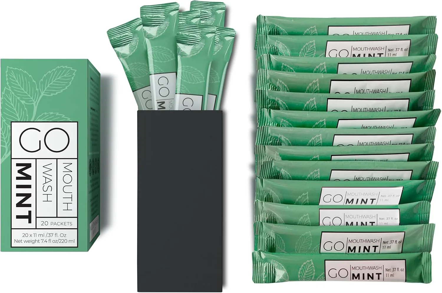 GO Travel Size Mouthwash Packets – Individual sachets for Fresh Breath - TSA Compliant - Smart Packet Design to Reduce Travel Bottle Waste - Liquid Mint Flavored Portable Bulk