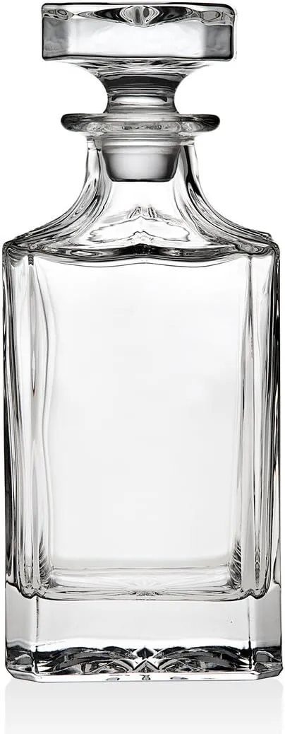 Godinger Clarion Square Whiskey Decanter with Glass Stopper for Wine, Bourbon, Brandy, Liquor, Juice 25 oz, Perfect for Engraving