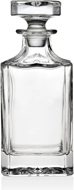 Godinger Clarion Square Whiskey Decanter with Glass Stopper for Wine, Bourbon, Brandy, Liquor, Juice 25 oz, Perfect for Engraving