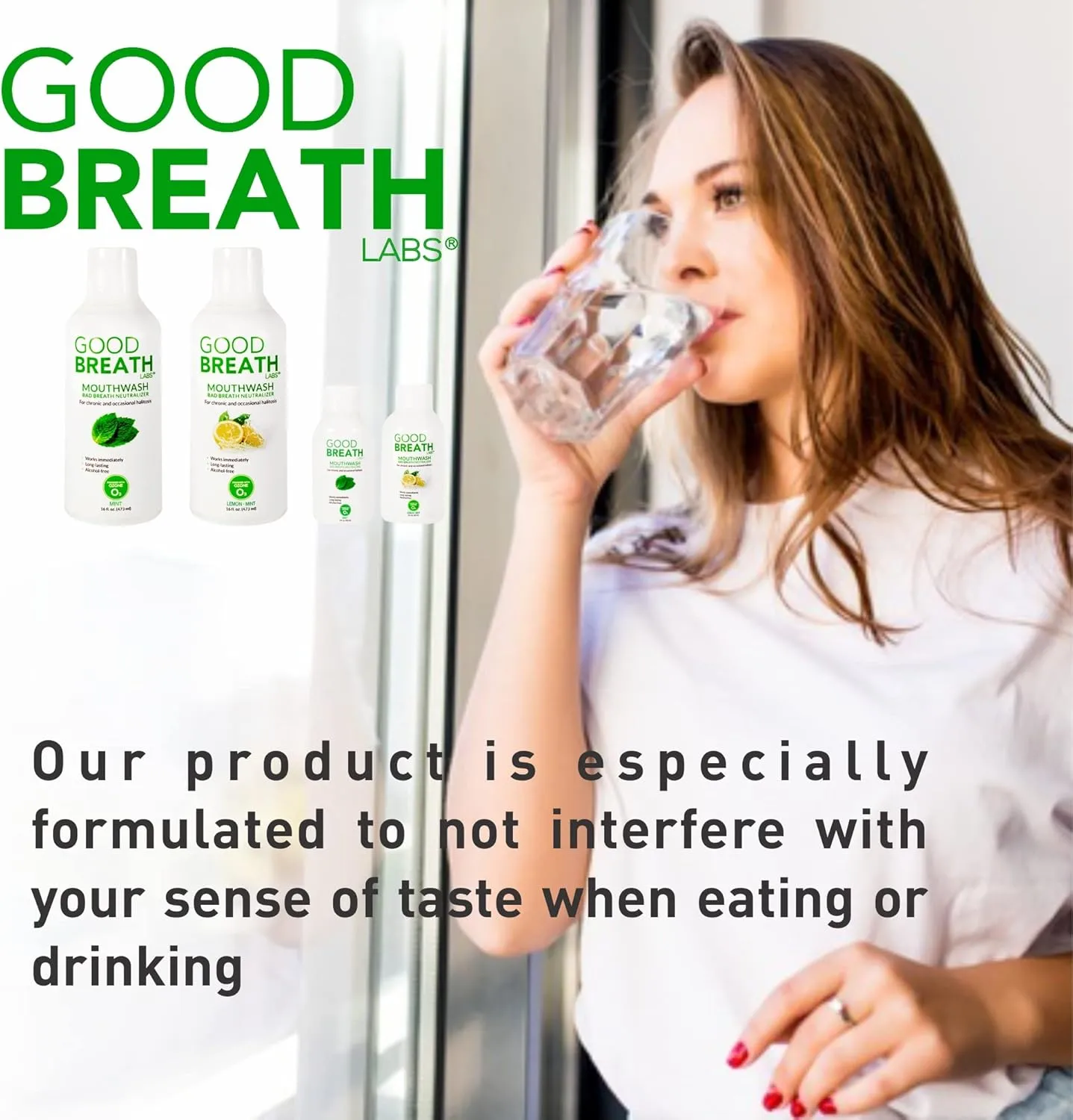 Goodbreath Mouthwash - Mint Mouth Rinse for Chronic Halitosis - New Ozone Technology Oral Rinse - Halitosis Treatment & Bad Breath Neutralizer - Mouthwash for Gum Diseases - Alcohol-Free | 2 Pack