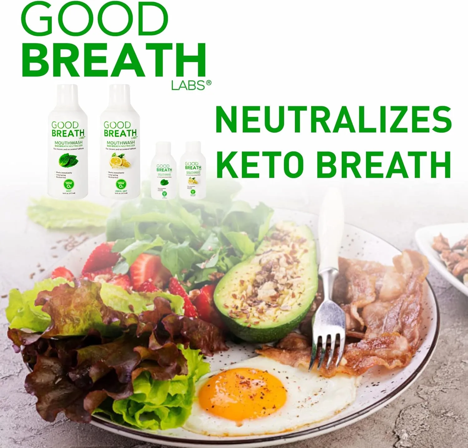 Goodbreath Mouthwash - Mint Mouth Rinse for Chronic Halitosis - New Ozone Technology Oral Rinse - Halitosis Treatment & Bad Breath Neutralizer - Mouthwash for Gum Diseases - Alcohol-Free | 2 Pack